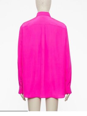 Valentino Garavani- Pink Silk Button Front Shirt-  RFID Verified/ IT 39 15.5